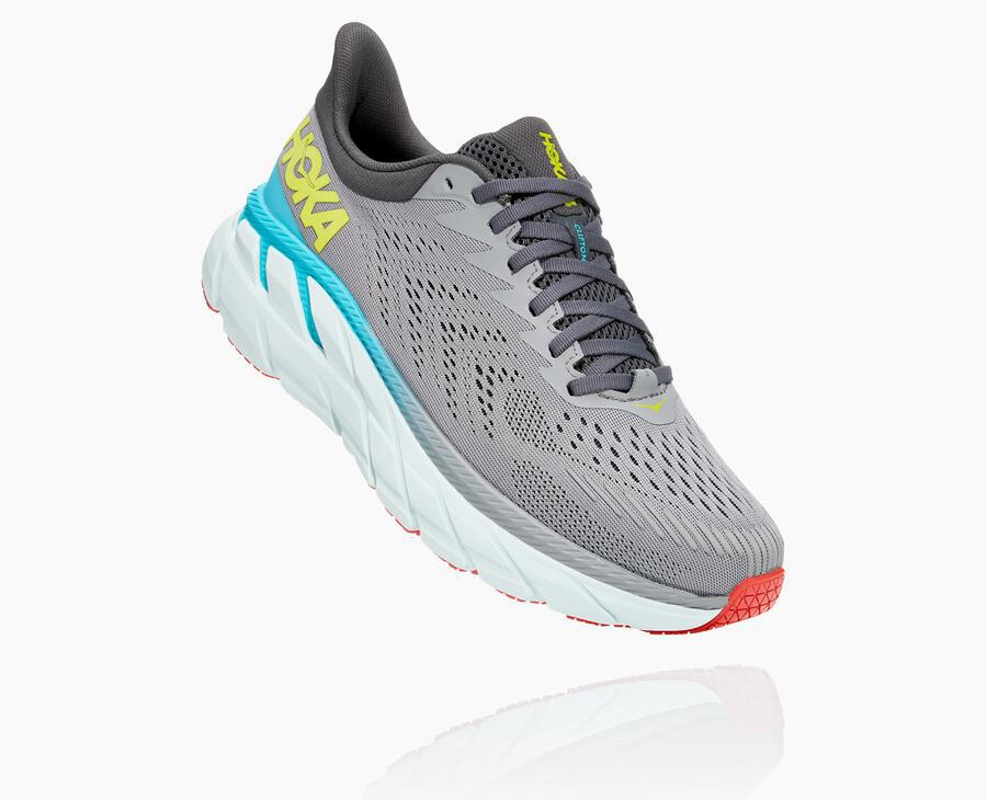 Running Shoes Mens - Hoka One One Clifton 7 - Grey - TECLZNF-48